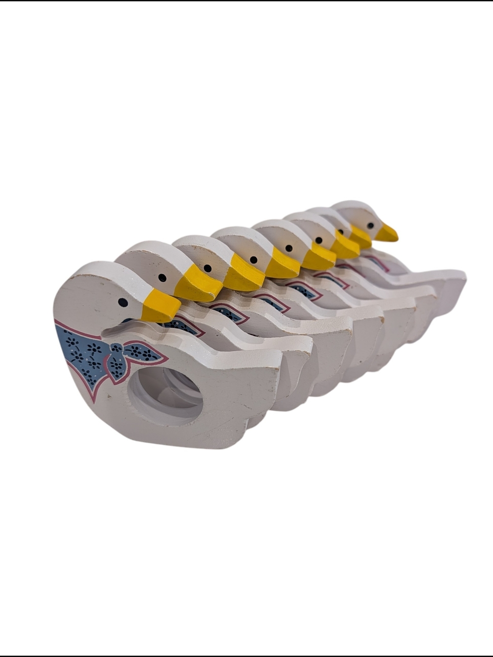 Vintage White & Yellow Duck Napkin Rings - Set of 8 Farmhouse Cottagecore